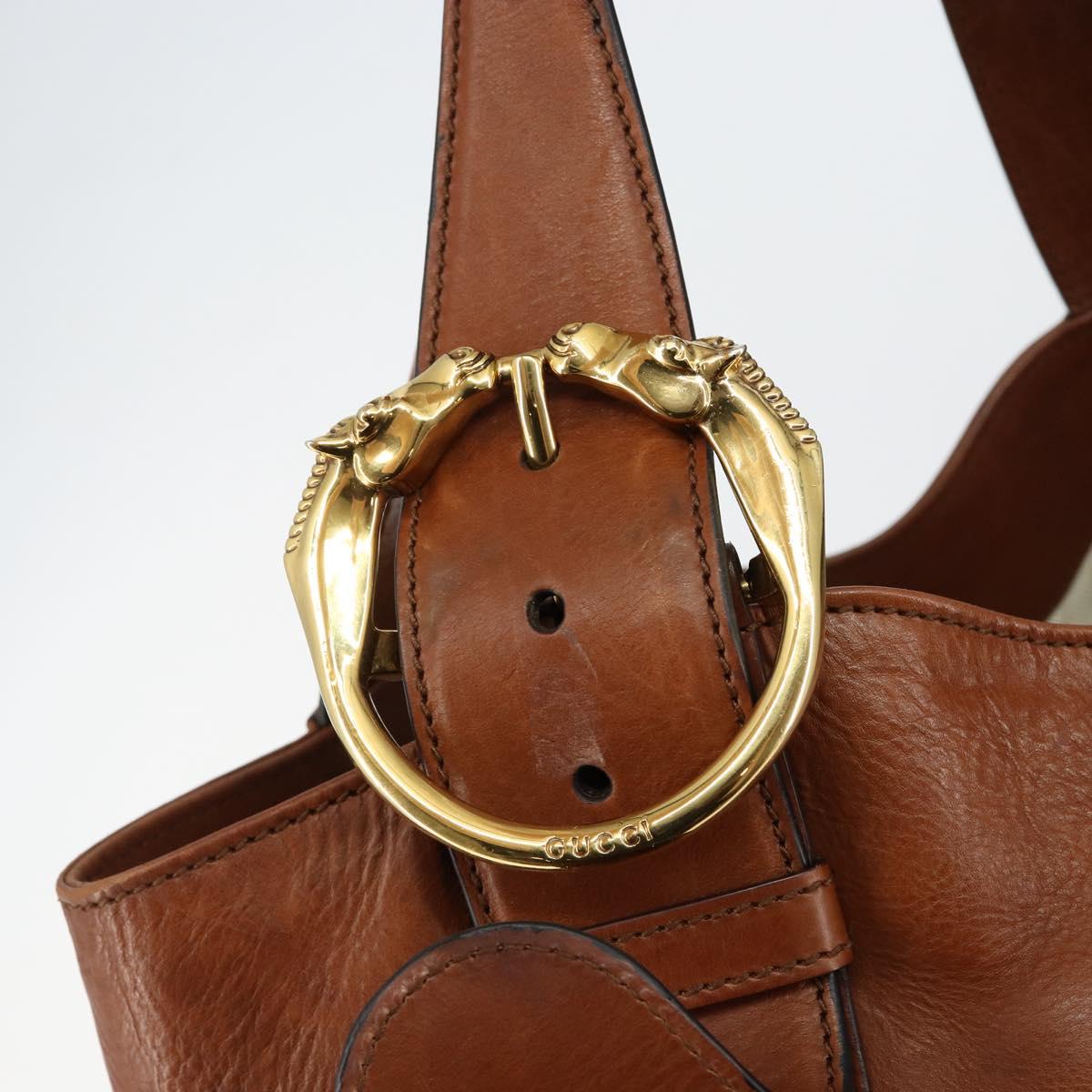 GUCCI Tote Bag Leather Gold Brown 296877 Auth 145208