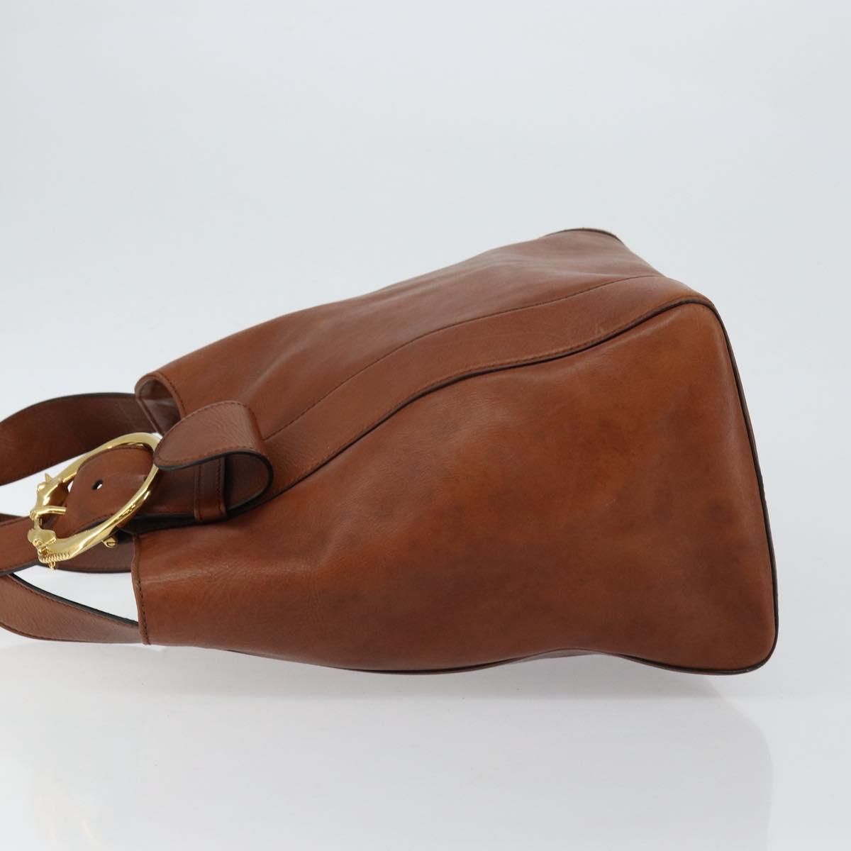 GUCCI Tote Bag Leather Gold Brown 296877 Auth 145208