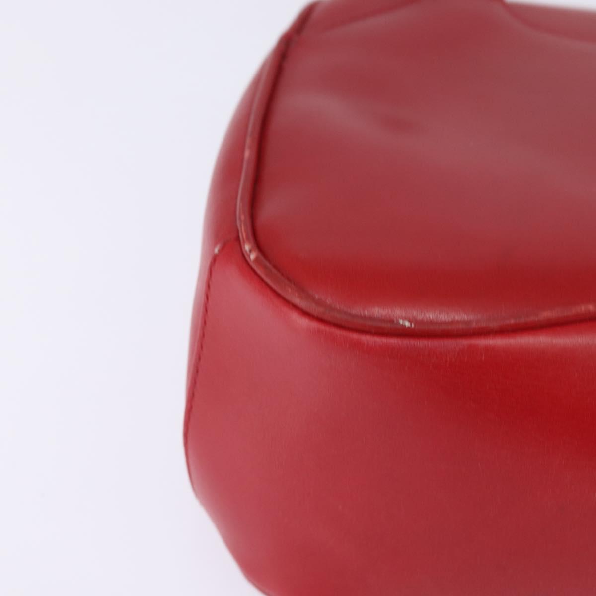 GUCCI Bamboo Shoulder Bag Leather Red Gold Auth 145209