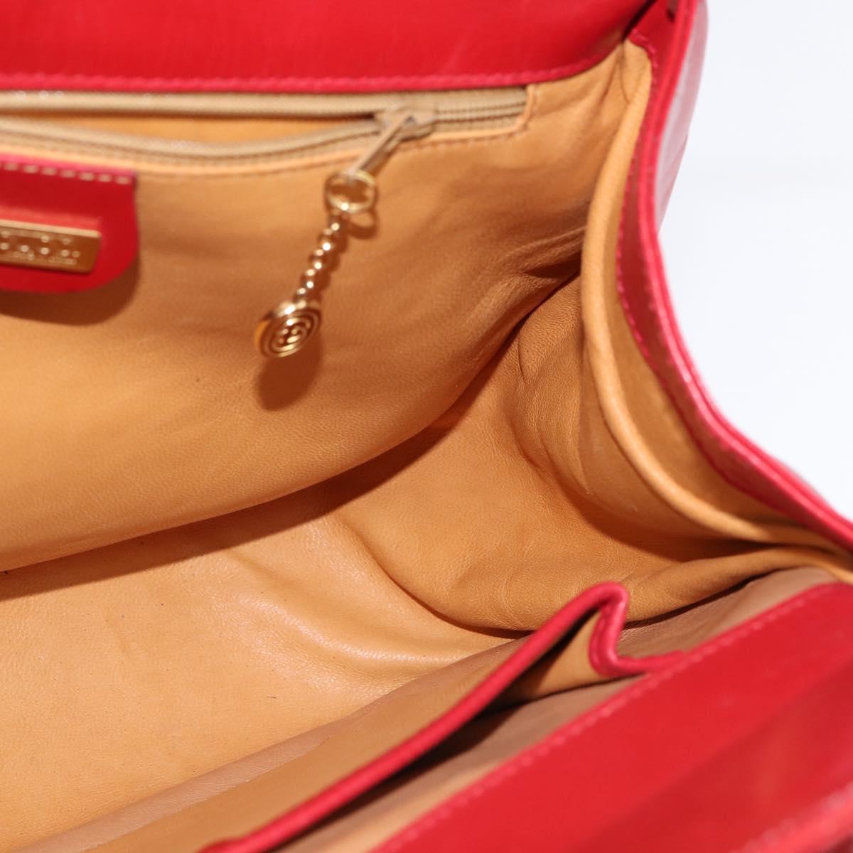 GUCCI Bamboo Shoulder Bag Leather Red Gold Auth 145209