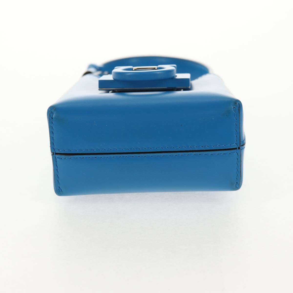 Salvatore Ferragamo Gancini Trifoglio Mini Hand Bag Leather Blue Auth 145244M