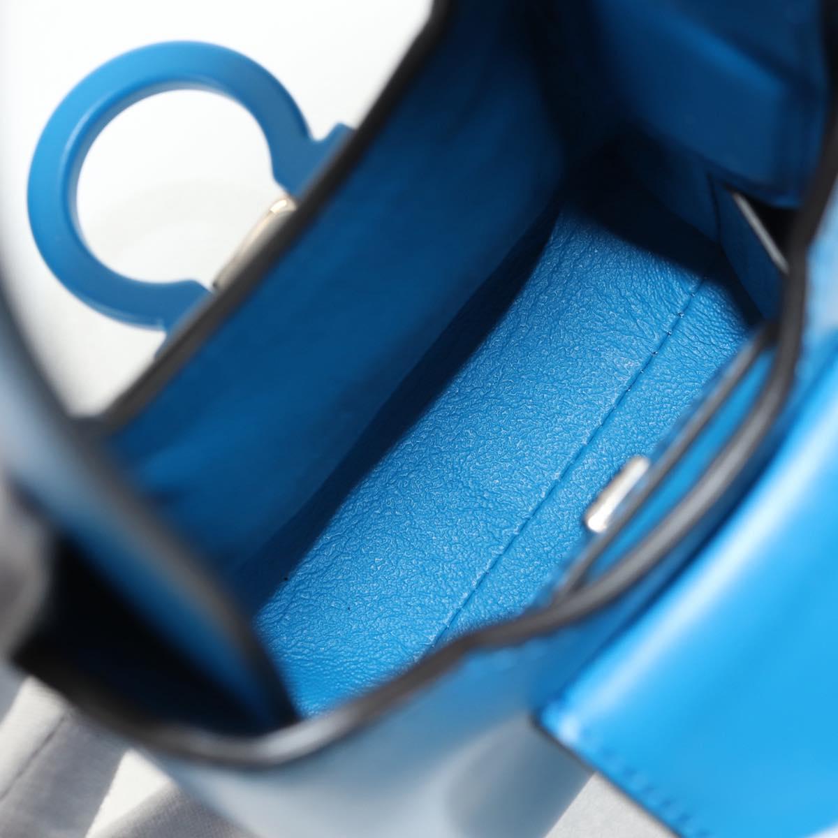 Salvatore Ferragamo Gancini Trifoglio Mini Hand Bag Leather Blue Auth 145244M