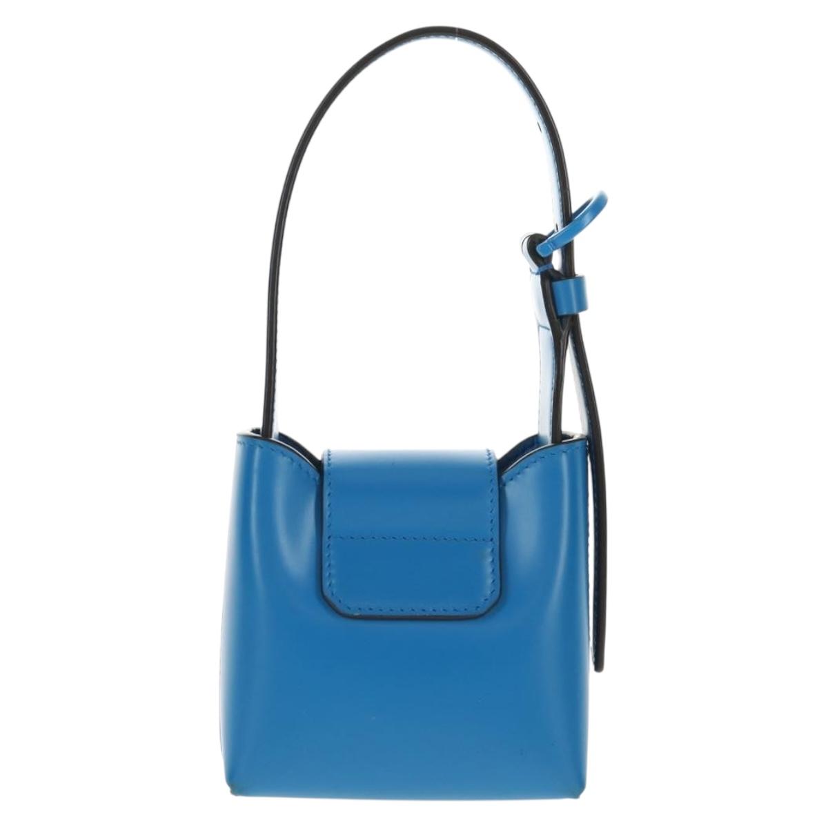 Salvatore Ferragamo Gancini Trifoglio Mini Hand Bag Leather Blue Auth 145244M