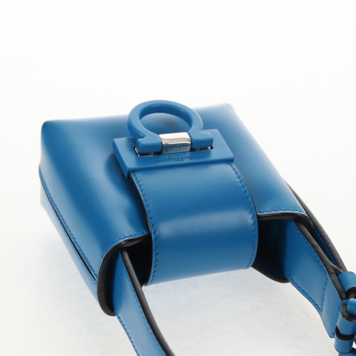 Salvatore Ferragamo Gancini Trifoglio Mini Hand Bag Leather Blue Auth 145244M