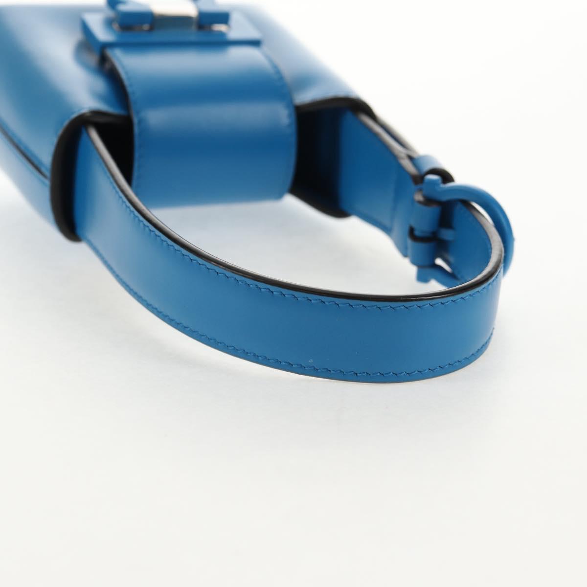 Salvatore Ferragamo Gancini Trifoglio Mini Hand Bag Leather Blue Auth 145244M