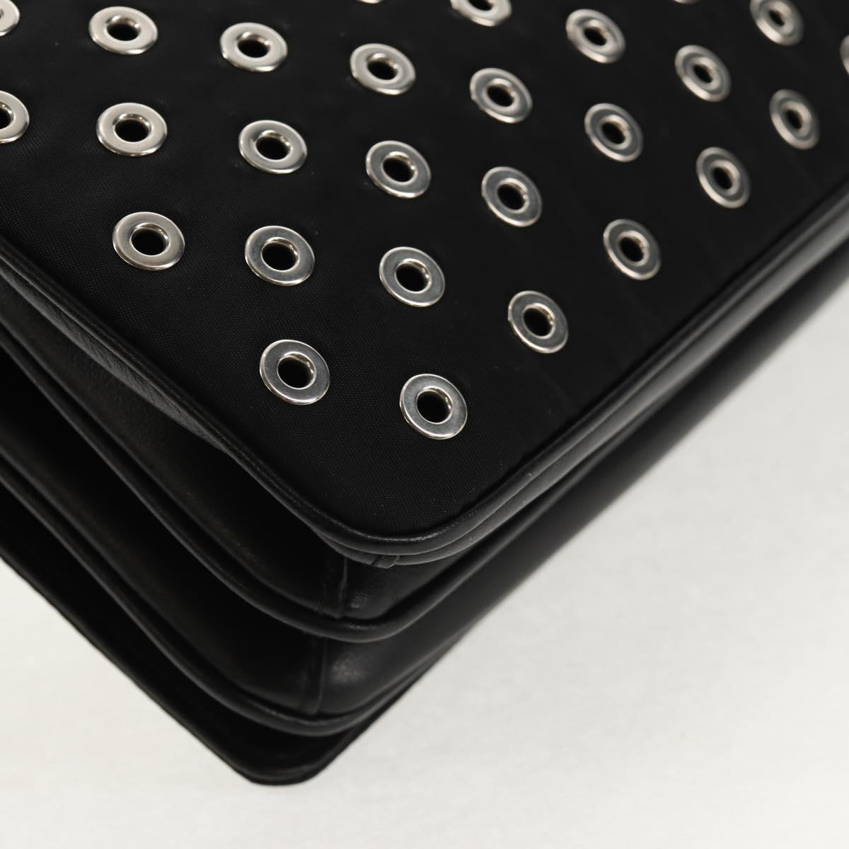 PRADA Chain Shoulder Bag Nylon Black Silver 1BD009 Auth 145246M