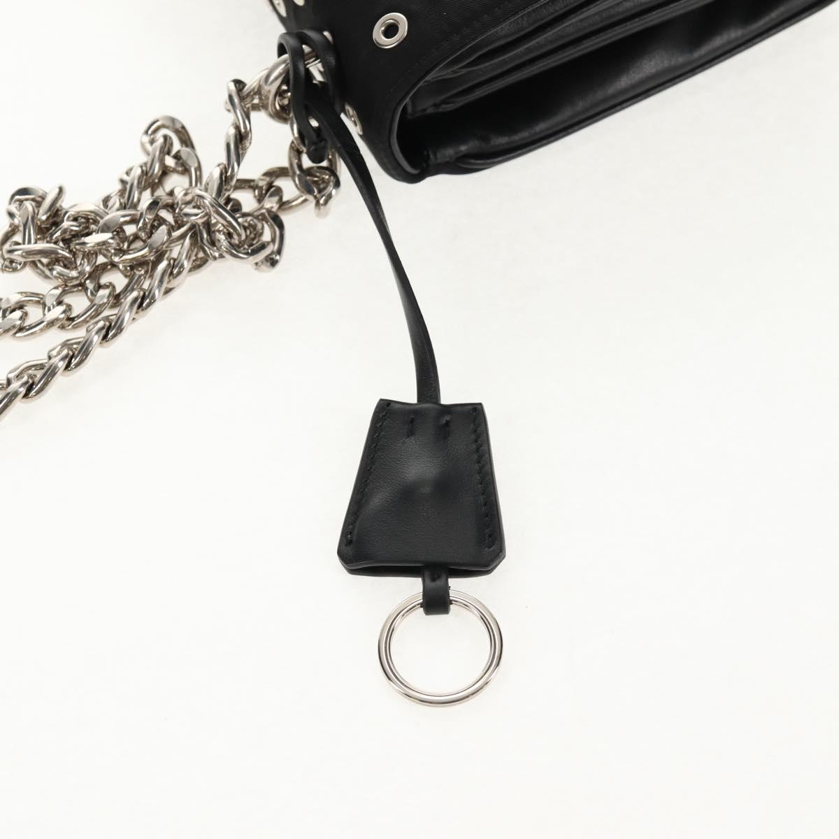 PRADA Chain Shoulder Bag Nylon Black Silver 1BD009 Auth 145246M