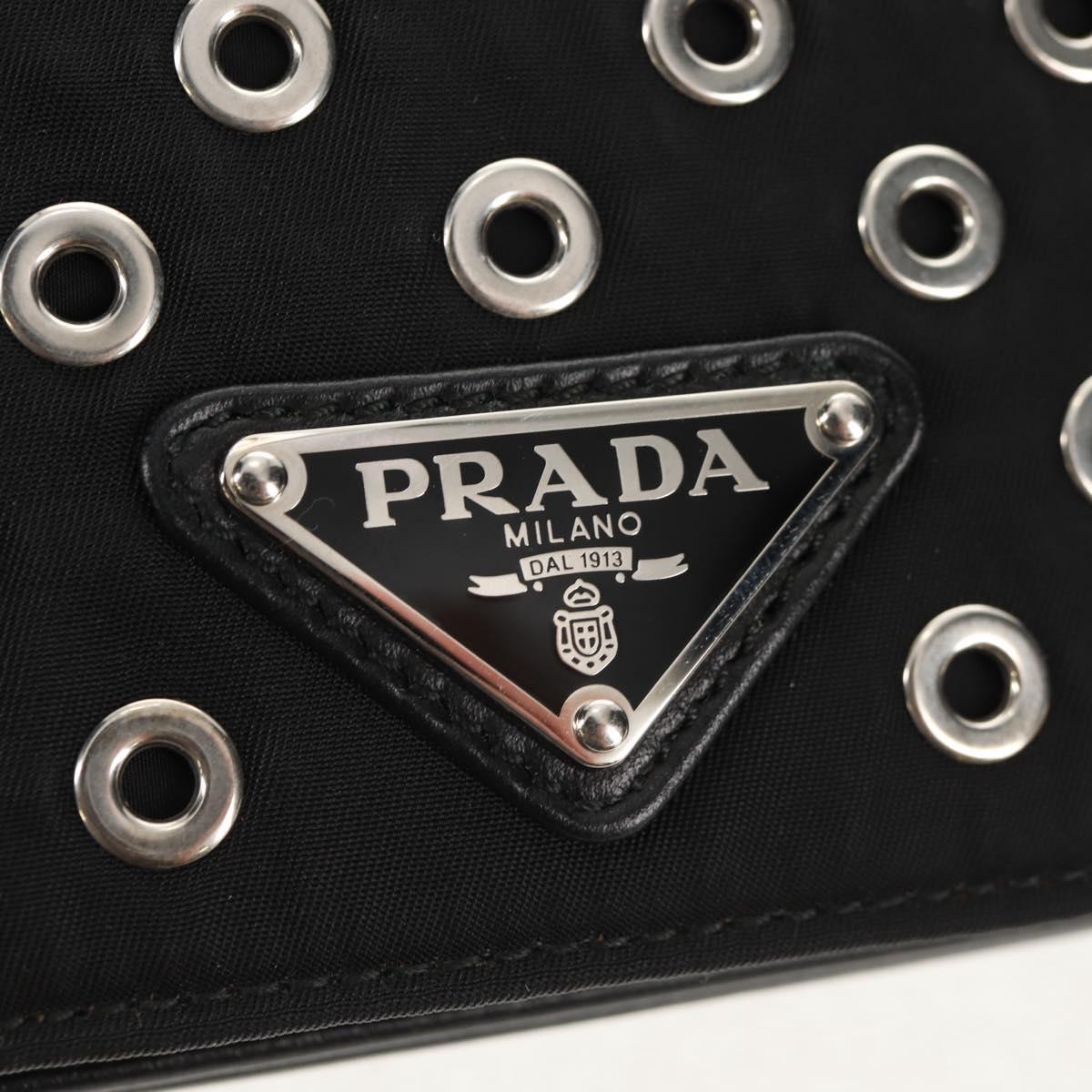 PRADA Chain Shoulder Bag Nylon Black Silver 1BD009 Auth 145246M