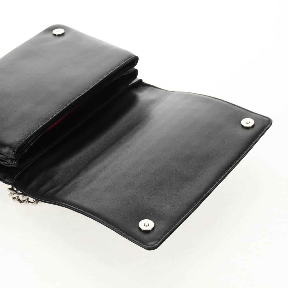 PRADA Chain Shoulder Bag Nylon Black Silver 1BD009 Auth 145246M