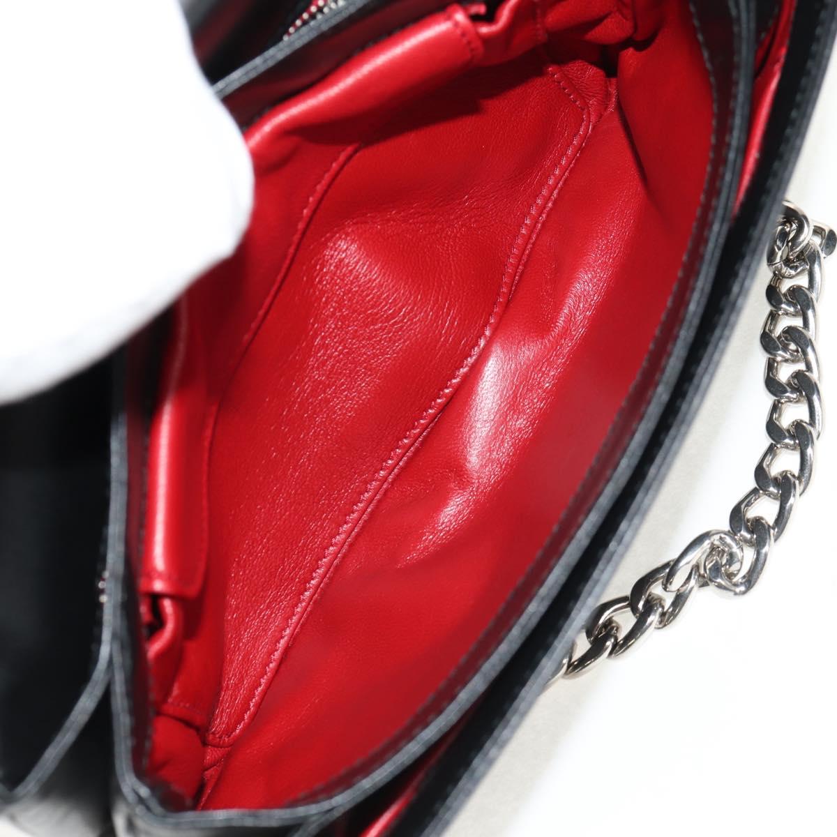 PRADA Chain Shoulder Bag Nylon Black Silver 1BD009 Auth 145246M