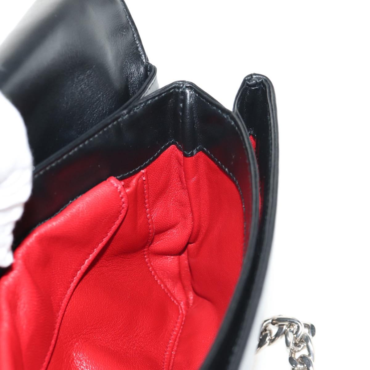 PRADA Chain Shoulder Bag Nylon Black Silver 1BD009 Auth 145246M