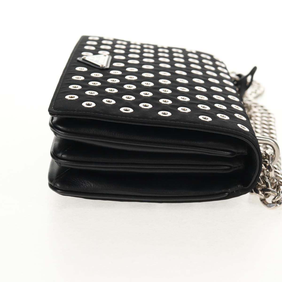 PRADA Chain Shoulder Bag Nylon Black Silver 1BD009 Auth 145246M
