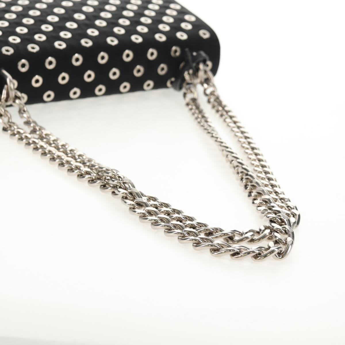 PRADA Chain Shoulder Bag Nylon Black Silver 1BD009 Auth 145246M
