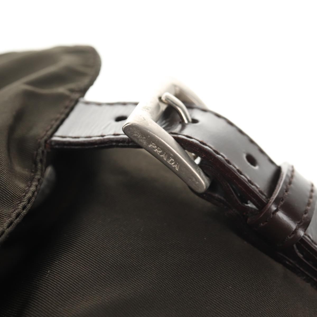 PRADA Backpack Nylon Khaki Silver Auth 145247V
