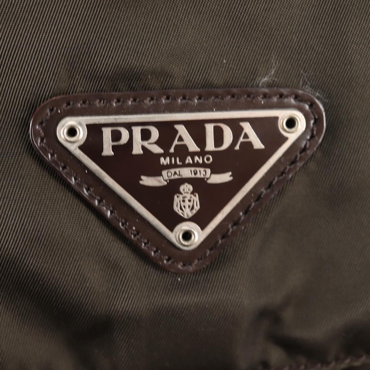 PRADA Backpack Nylon Khaki Silver Auth 145247V