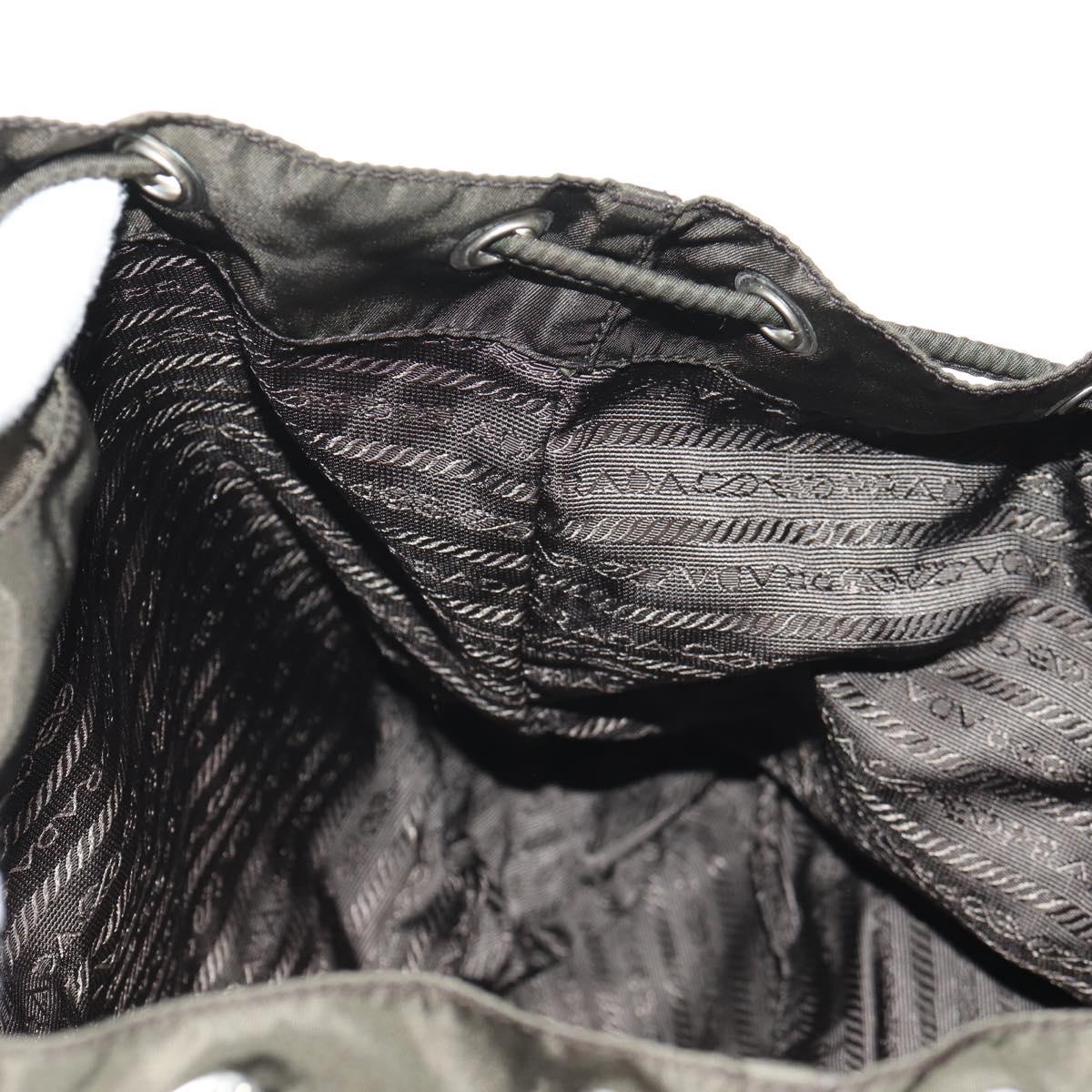 PRADA Backpack Nylon Khaki Silver Auth 145247V