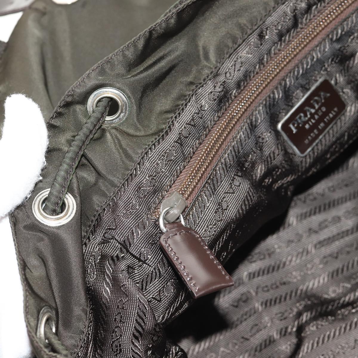 PRADA Backpack Nylon Khaki Silver Auth 145247V