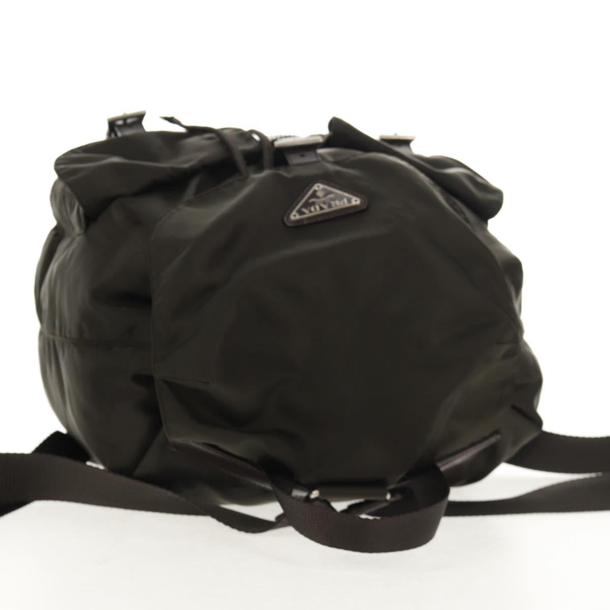 PRADA Backpack Nylon Khaki Silver Auth 145247V