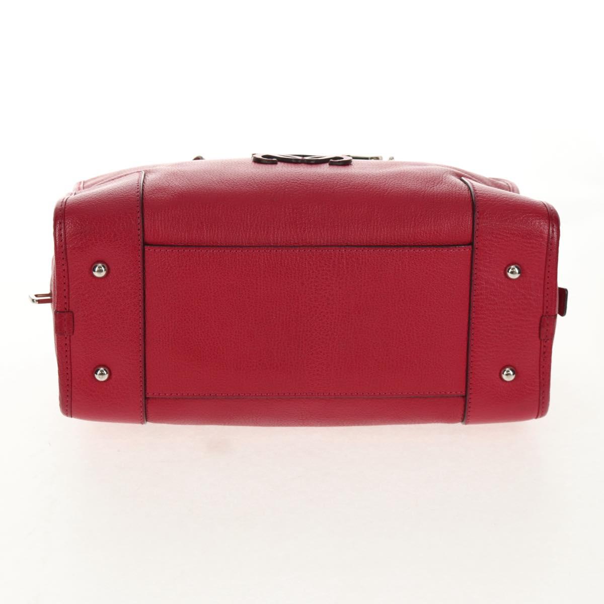 LOEWE Anagram Americana 28 Hand Bag Leather Silver Lipstick Auth 145248V