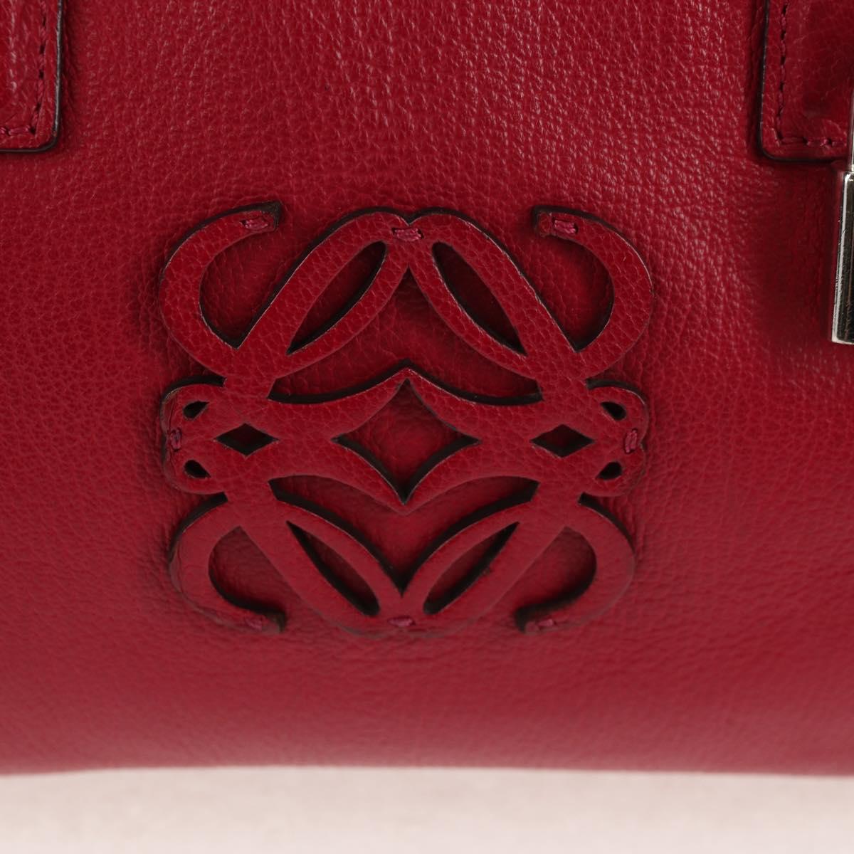 LOEWE Anagram Americana 28 Hand Bag Leather Silver Lipstick Auth 145248V