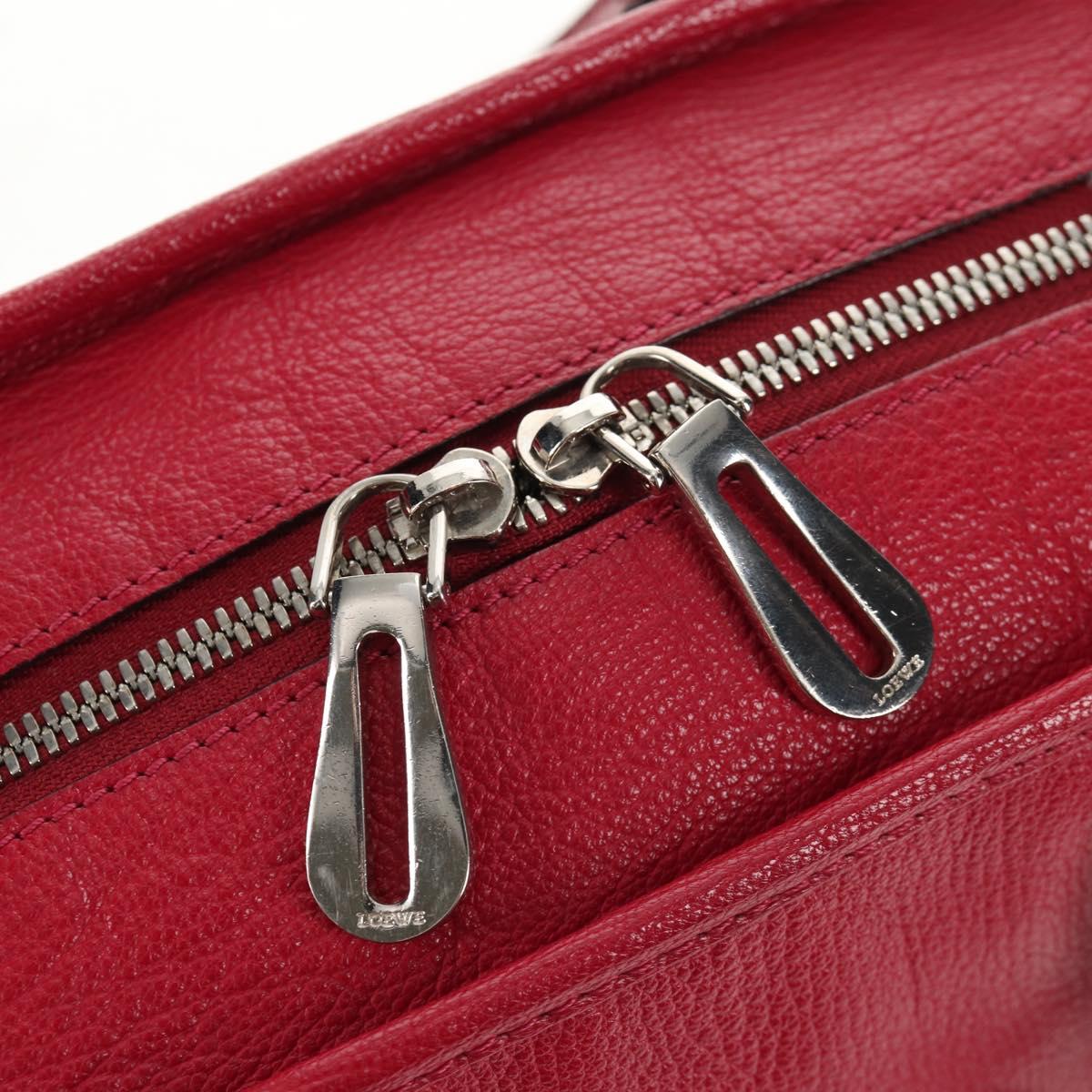 LOEWE Anagram Americana 28 Hand Bag Leather Silver Lipstick Auth 145248V