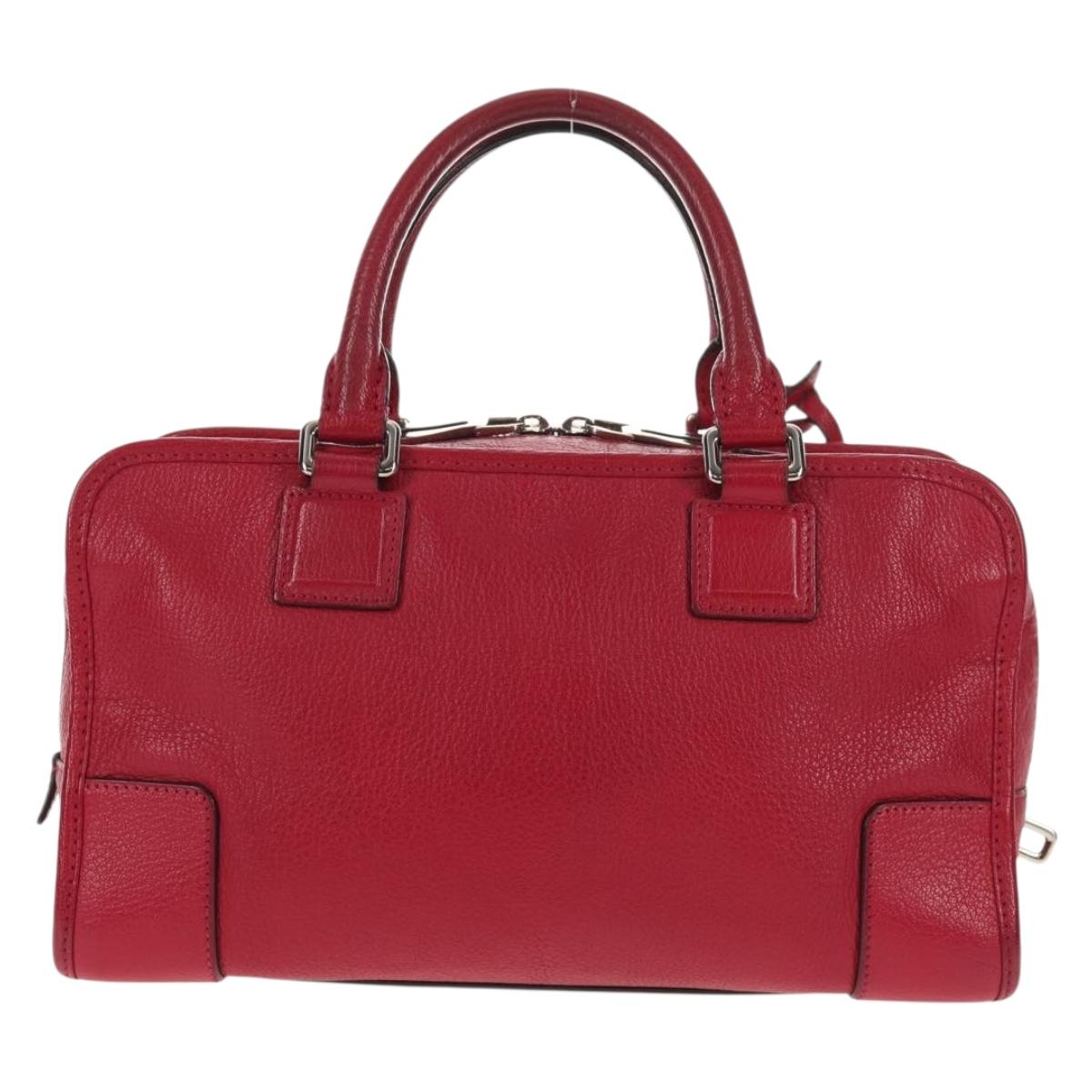 LOEWE Anagram Americana 28 Hand Bag Leather Silver Lipstick Auth 145248V
