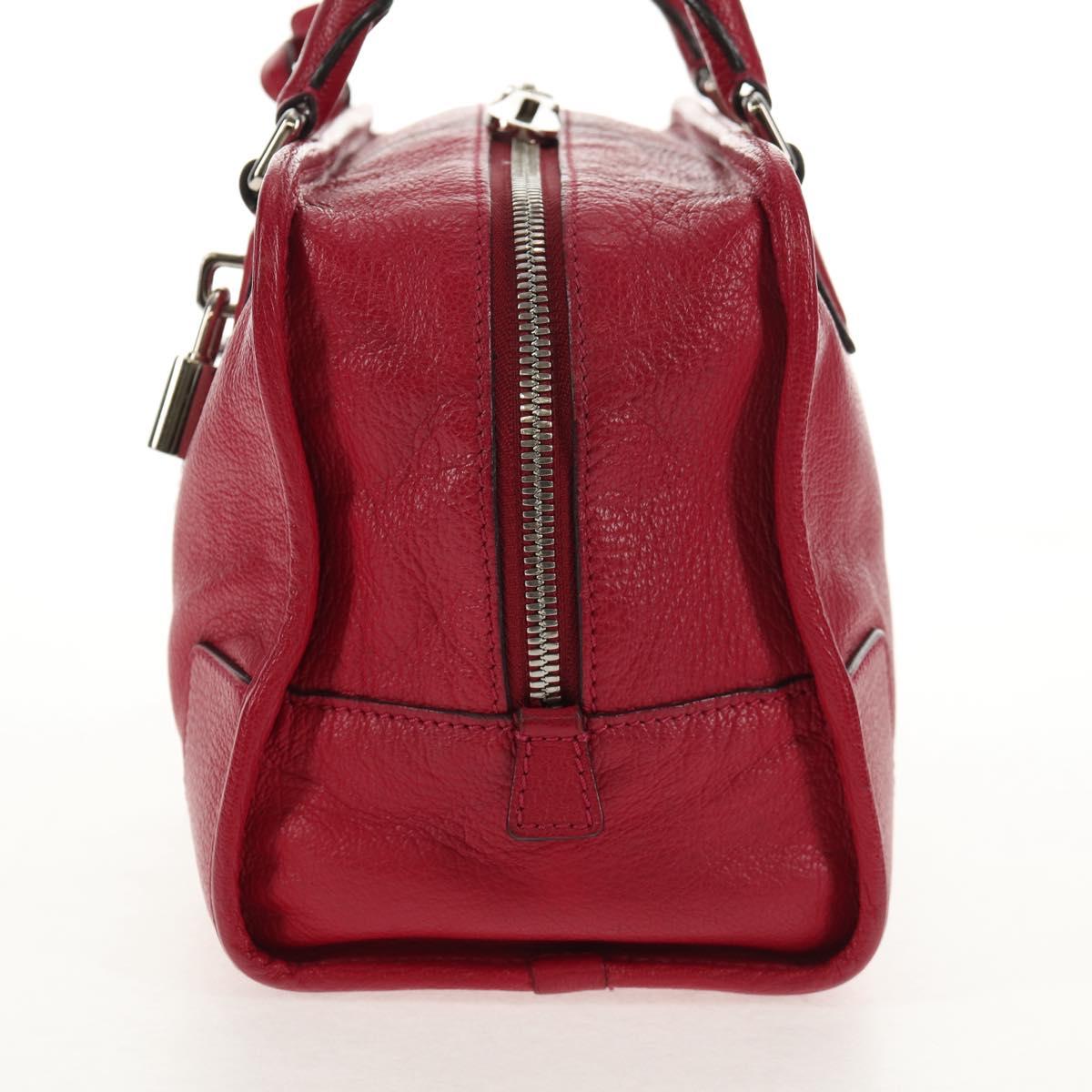 LOEWE Anagram Americana 28 Hand Bag Leather Silver Lipstick Auth 145248V