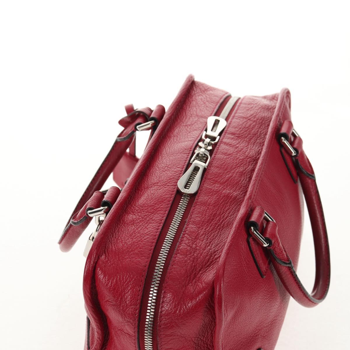 LOEWE Anagram Americana 28 Hand Bag Leather Silver Lipstick Auth 145248V