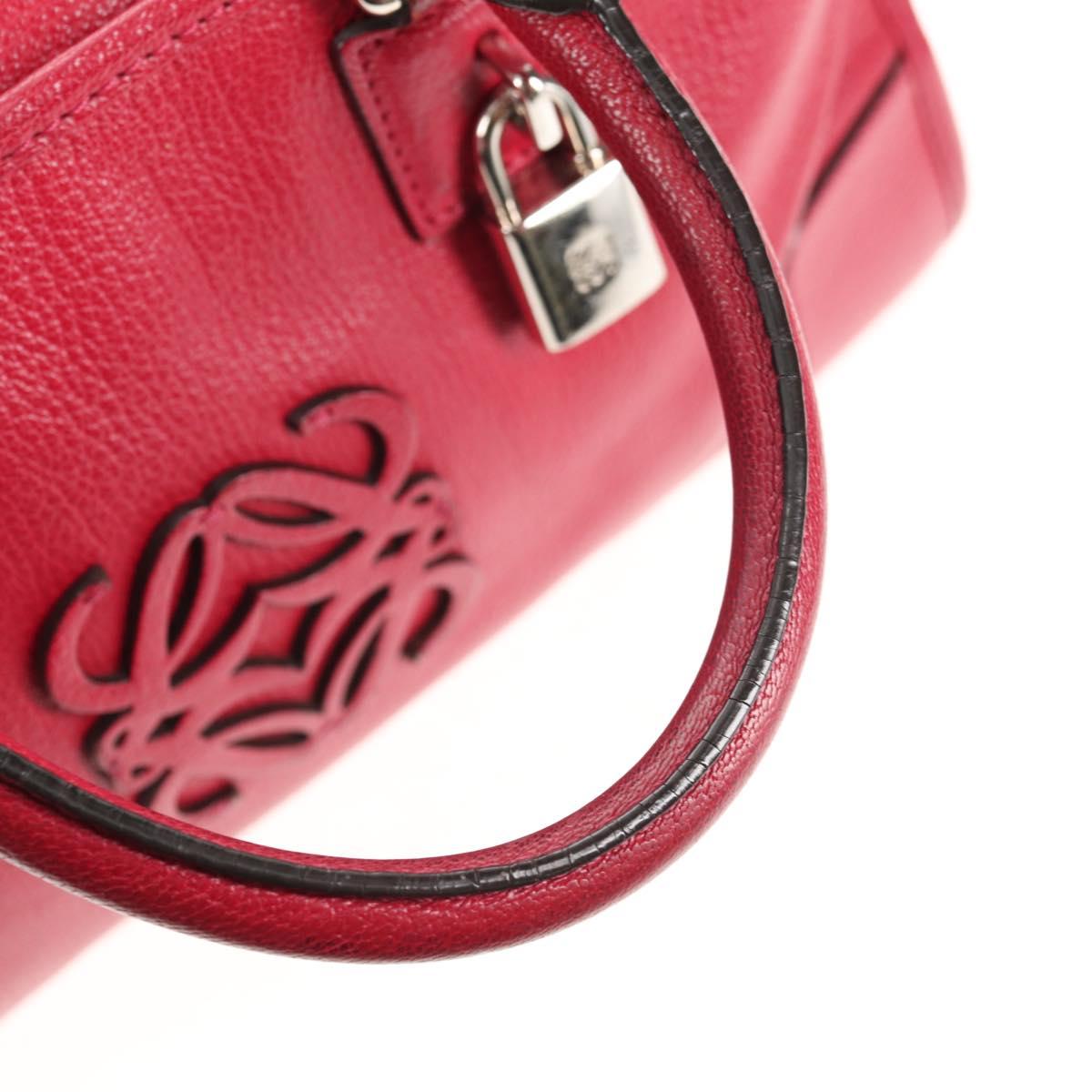 LOEWE Anagram Americana 28 Hand Bag Leather Silver Lipstick Auth 145248V