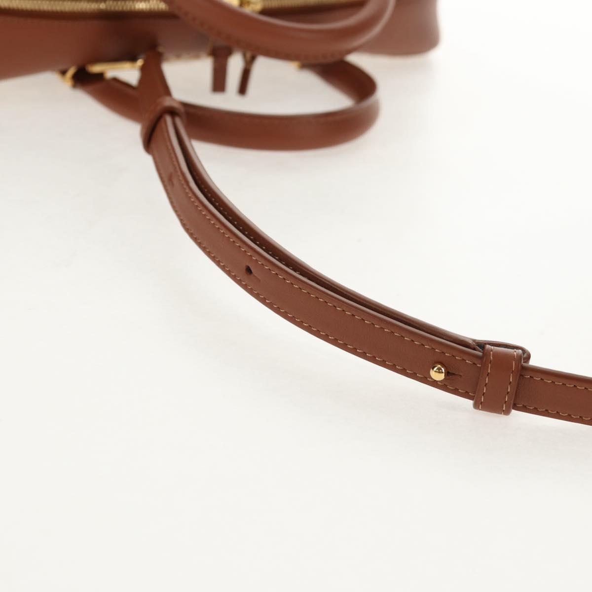 LOEWE Amazona 28 Repeat Anagram Bag Canvas Leather 2way Gold Brown Auth 145249M