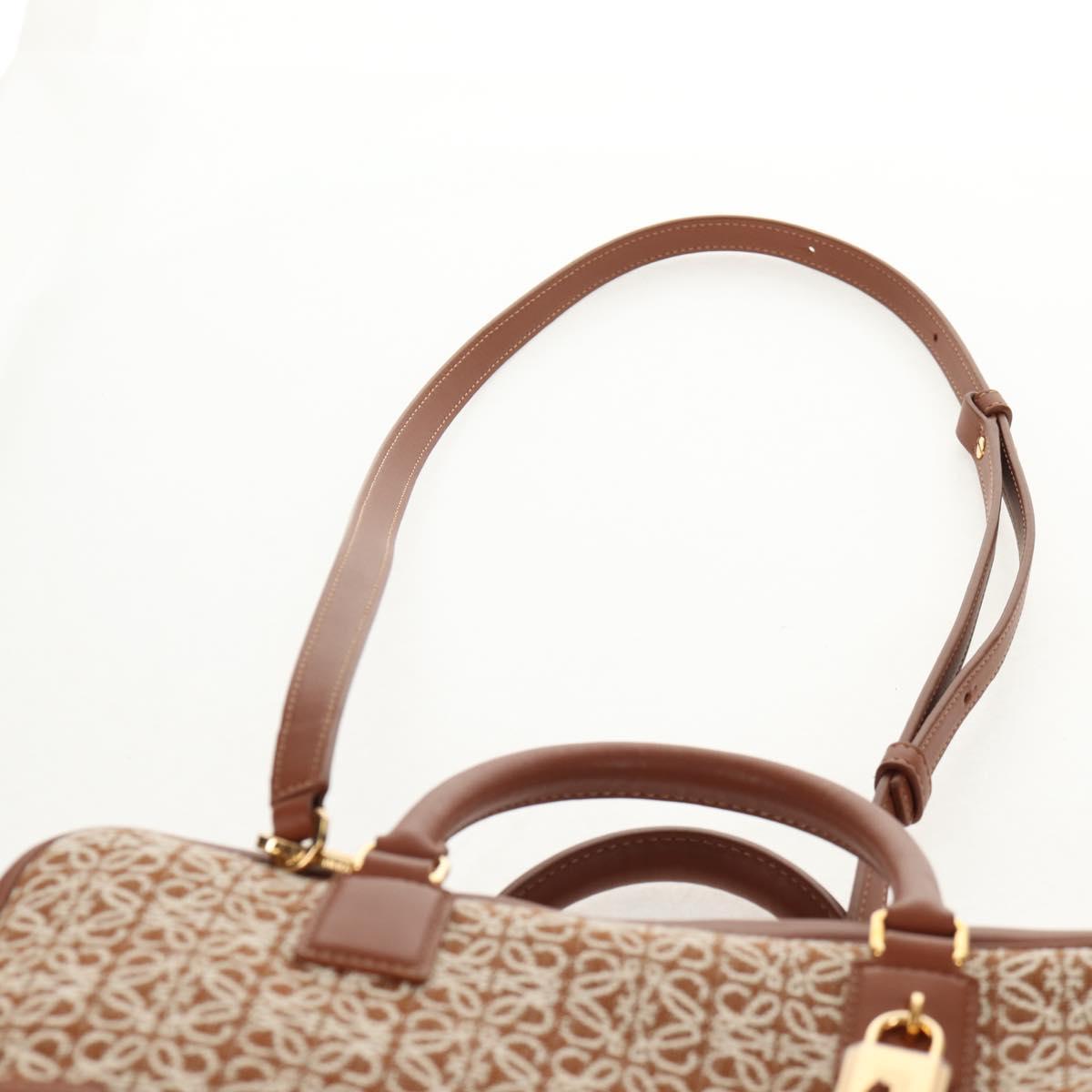 LOEWE Amazona 28 Repeat Anagram Bag Canvas Leather 2way Gold Brown Auth 145249M
