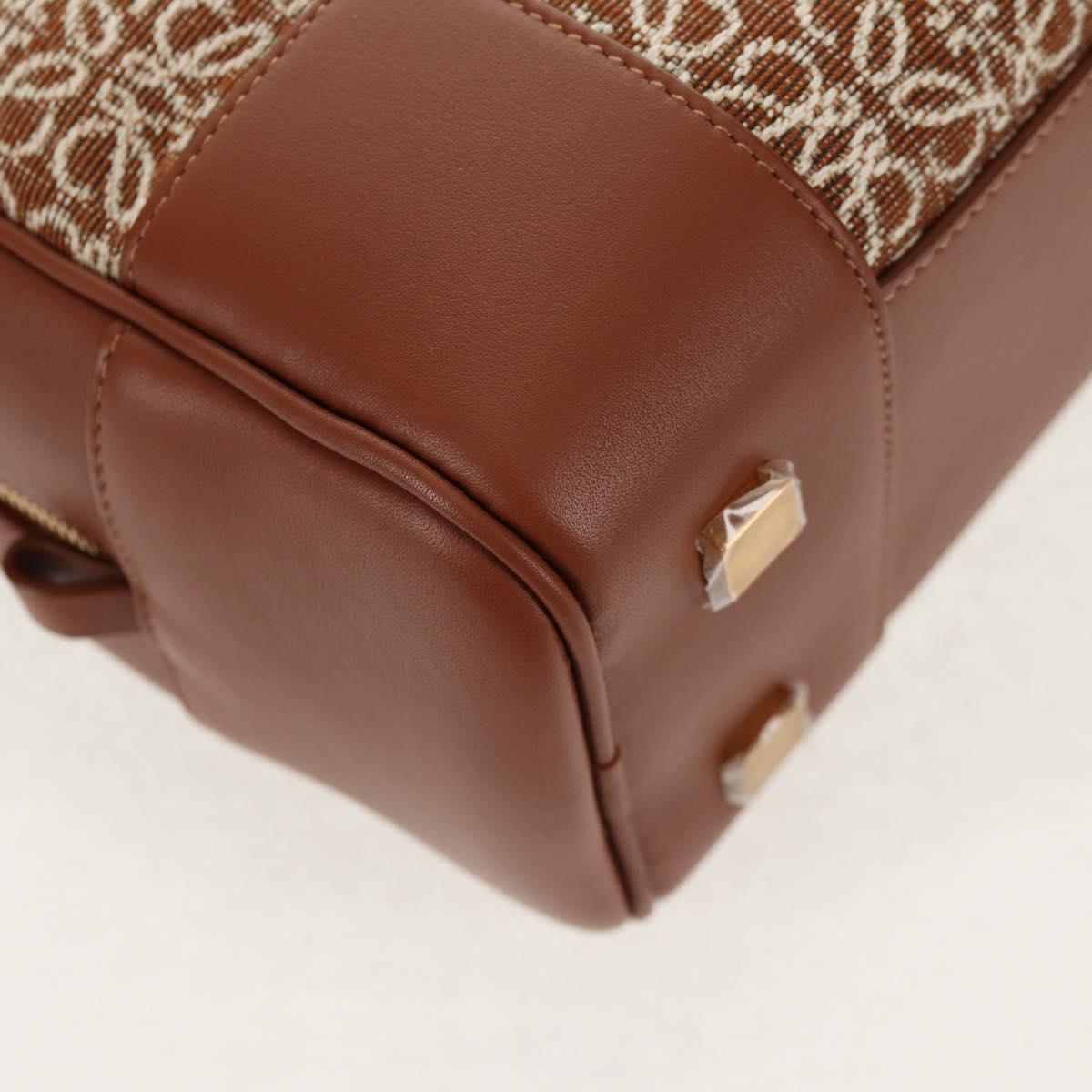 LOEWE Amazona 28 Repeat Anagram Bag Canvas Leather 2way Gold Brown Auth 145249M