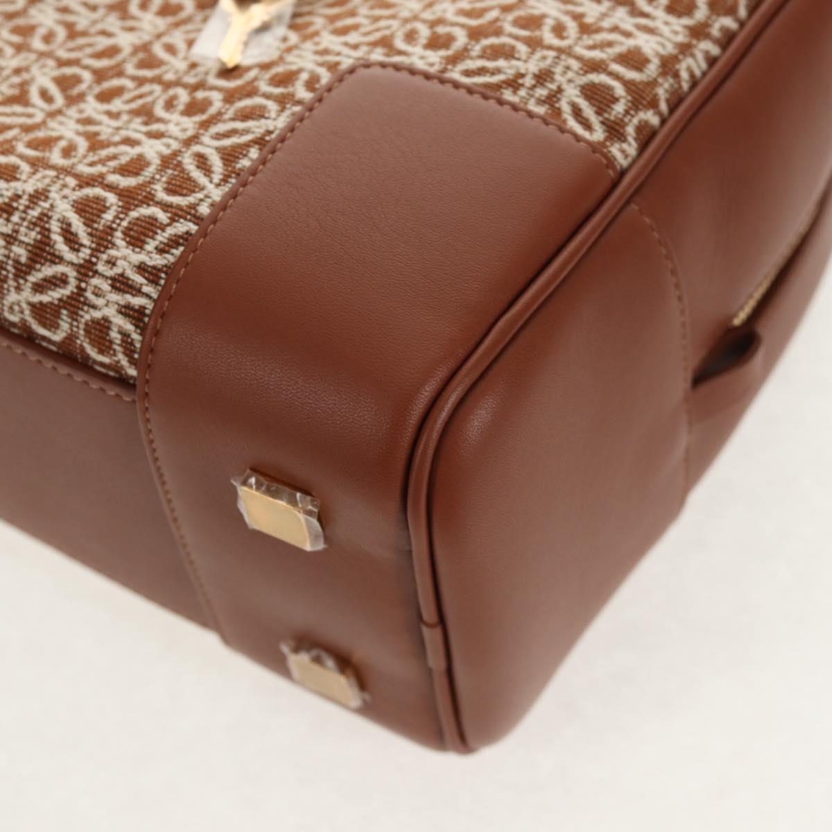 LOEWE Amazona 28 Repeat Anagram Bag Canvas Leather 2way Gold Brown Auth 145249M