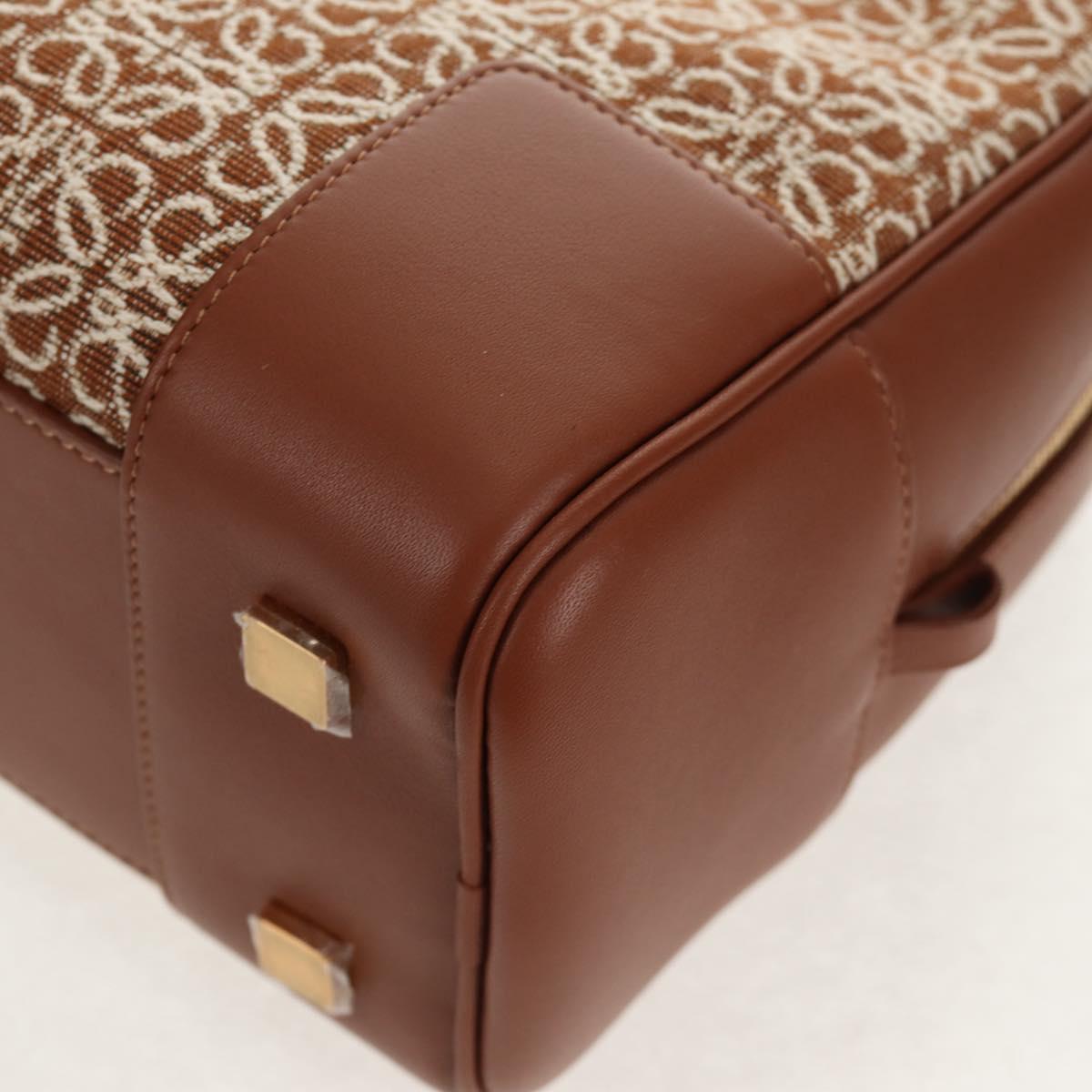 LOEWE Amazona 28 Repeat Anagram Bag Canvas Leather 2way Gold Brown Auth 145249M