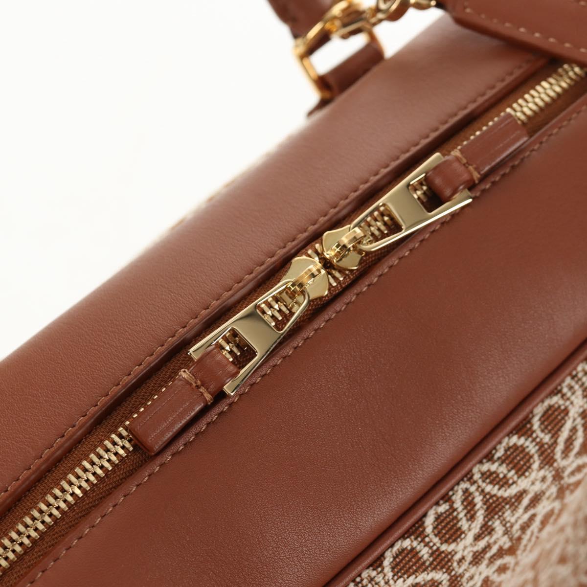 LOEWE Amazona 28 Repeat Anagram Bag Canvas Leather 2way Gold Brown Auth 145249M