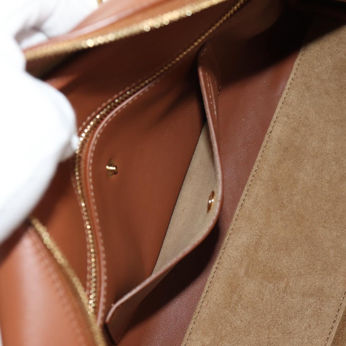 LOEWE Amazona 28 Repeat Anagram Bag Canvas Leather 2way Gold Brown Auth 145249M