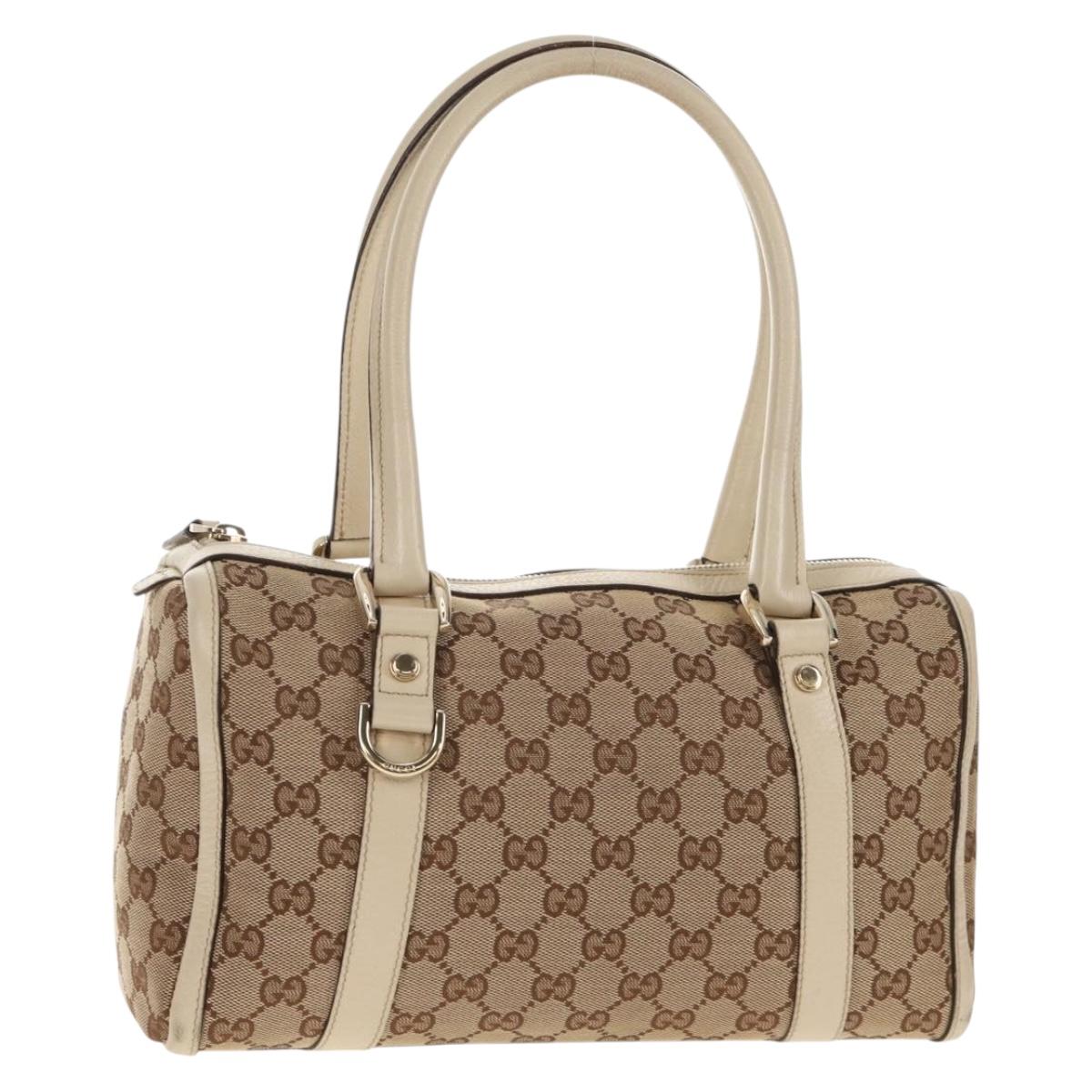 GUCCI Abbey GG Canvas Boston Bag Beige Gold 130942 Auth 145250V