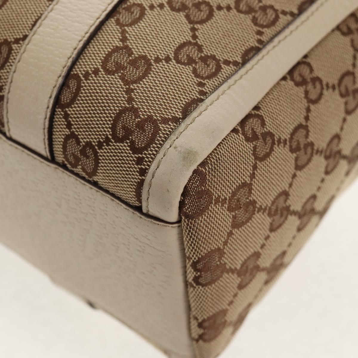 GUCCI Abbey GG Canvas Boston Bag Beige Gold 130942 Auth 145250V