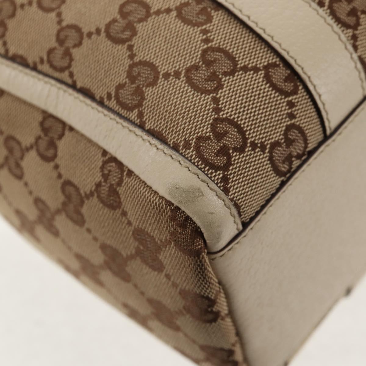 GUCCI Abbey GG Canvas Boston Bag Beige Gold 130942 Auth 145250V