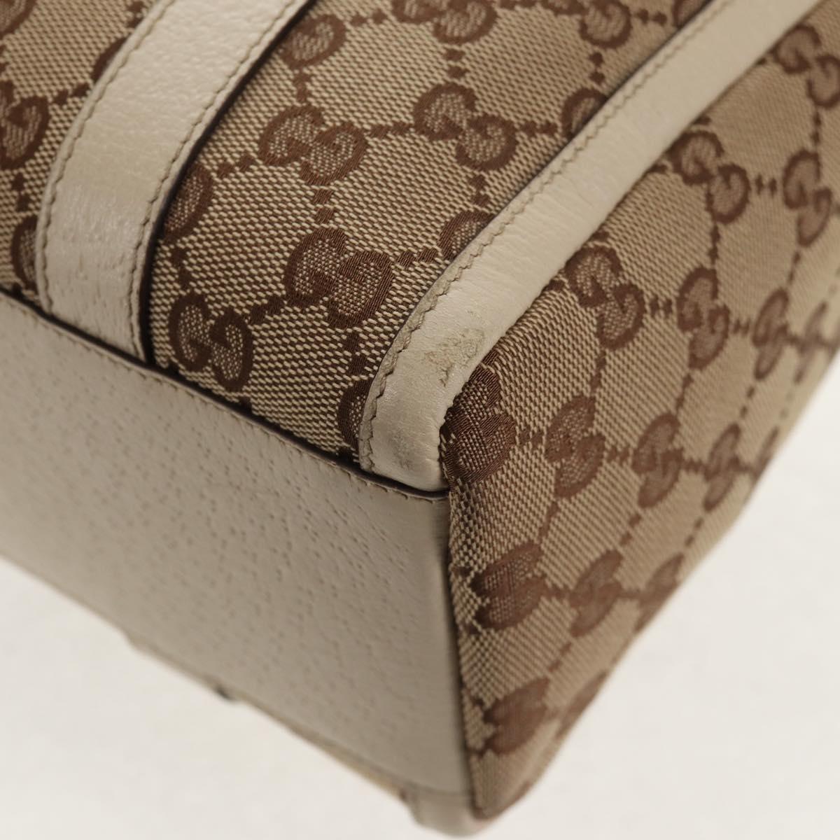 GUCCI Abbey GG Canvas Boston Bag Beige Gold 130942 Auth 145250V