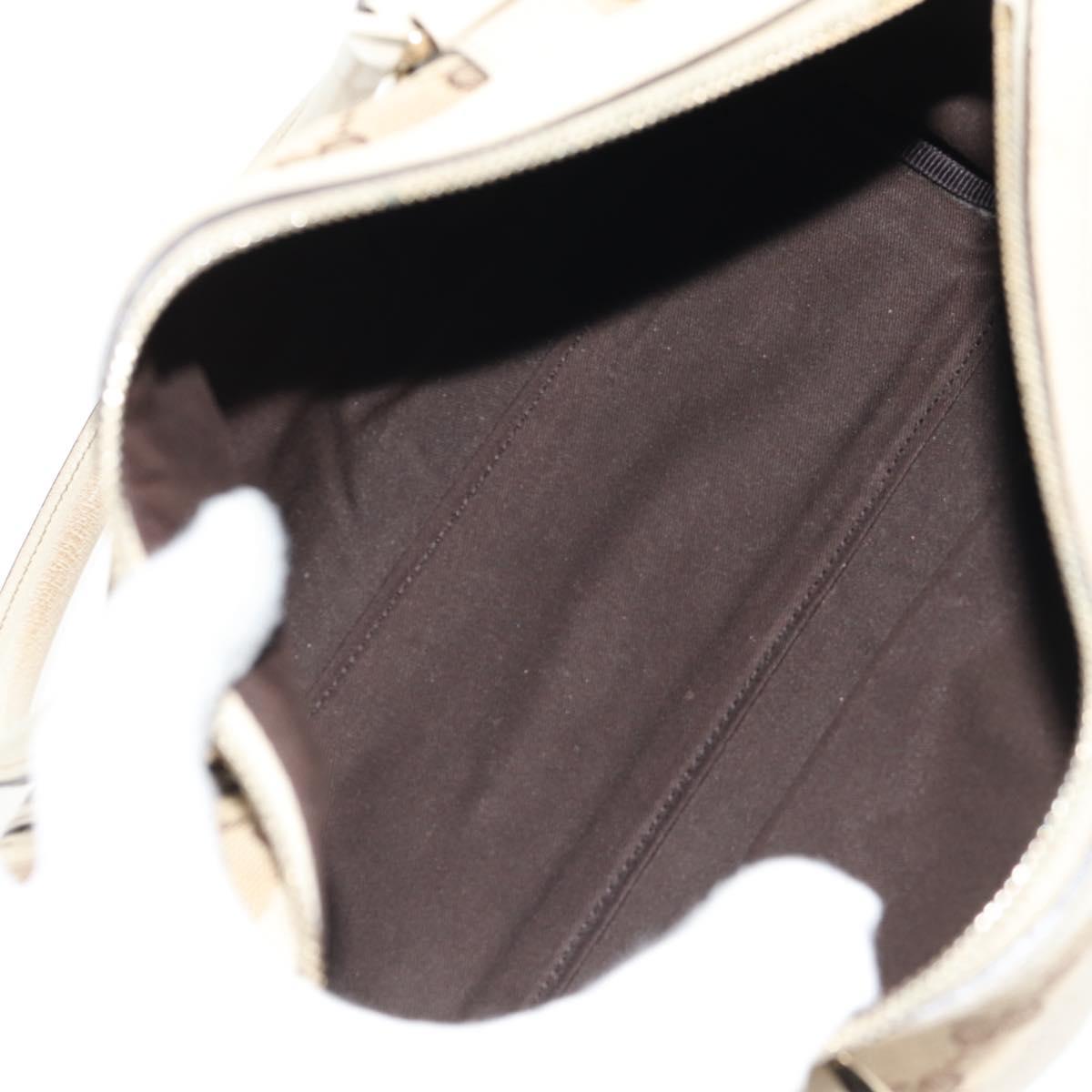 GUCCI Abbey GG Canvas Boston Bag Beige Gold 130942 Auth 145250V