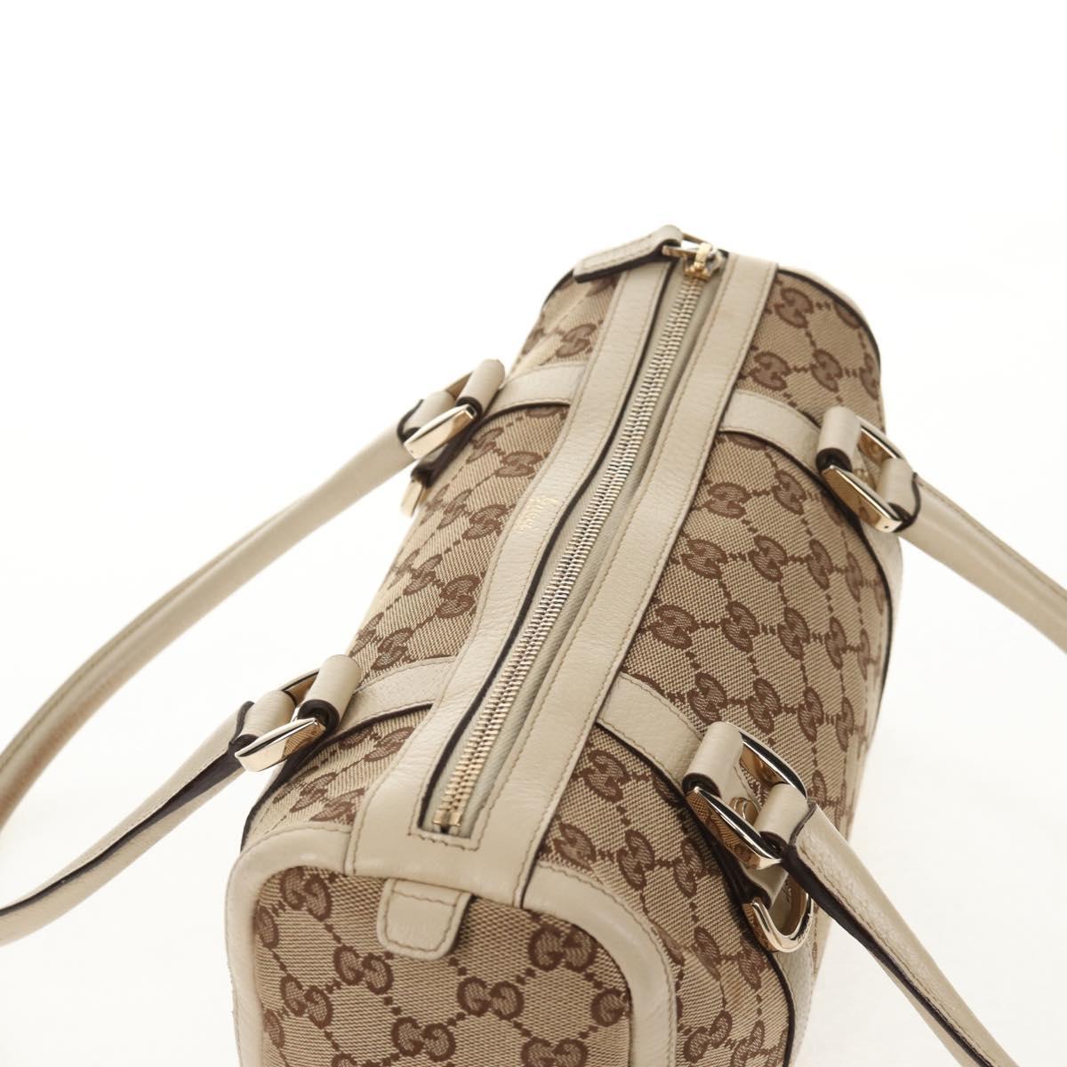 GUCCI Abbey GG Canvas Boston Bag Beige Gold 130942 Auth 145250V