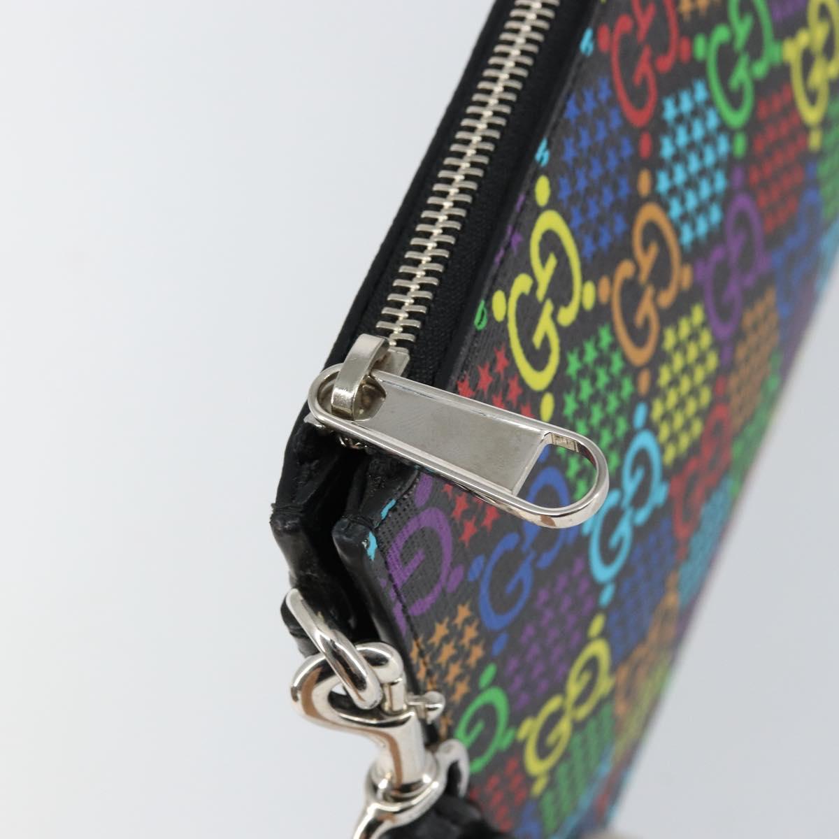 GUCCI GG Psychedelic Clutch Bag PVC Multicolor Silver 601087 Auth 145251V