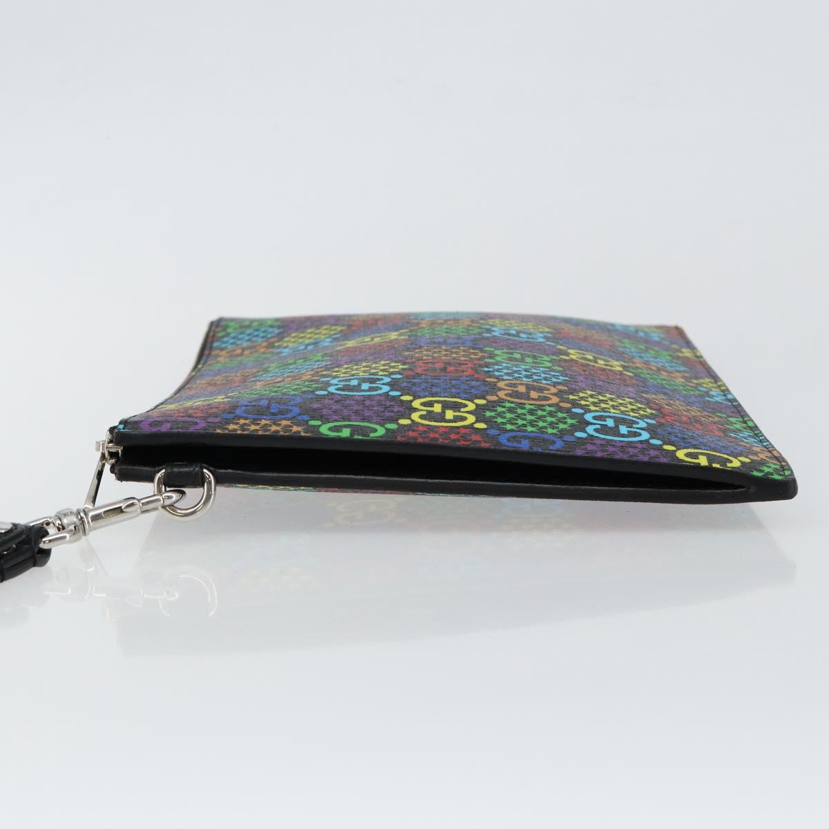 GUCCI GG Psychedelic Clutch Bag PVC Multicolor Silver 601087 Auth 145251