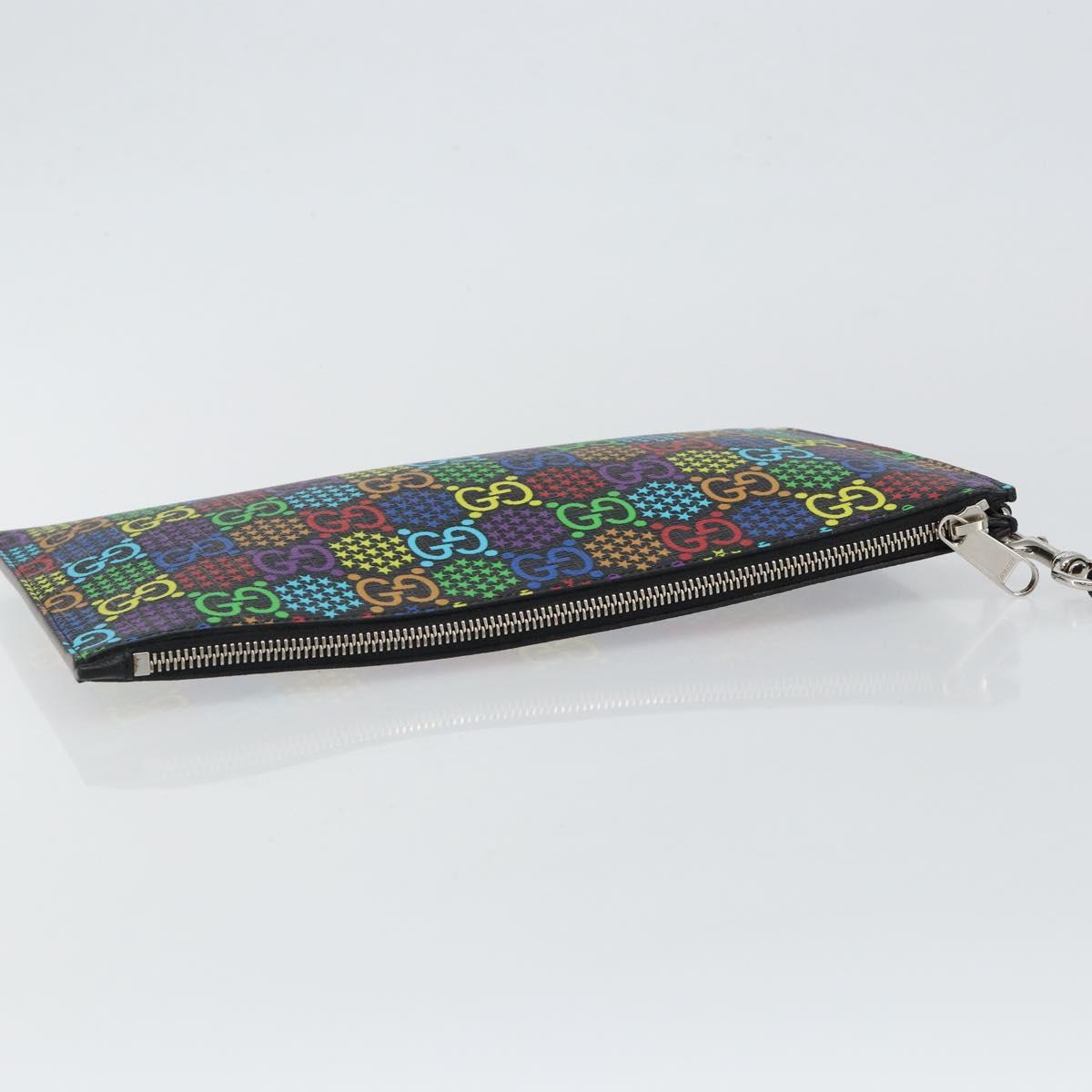 GUCCI GG Psychedelic Clutch Bag PVC Multicolor Silver 601087 Auth 145251V
