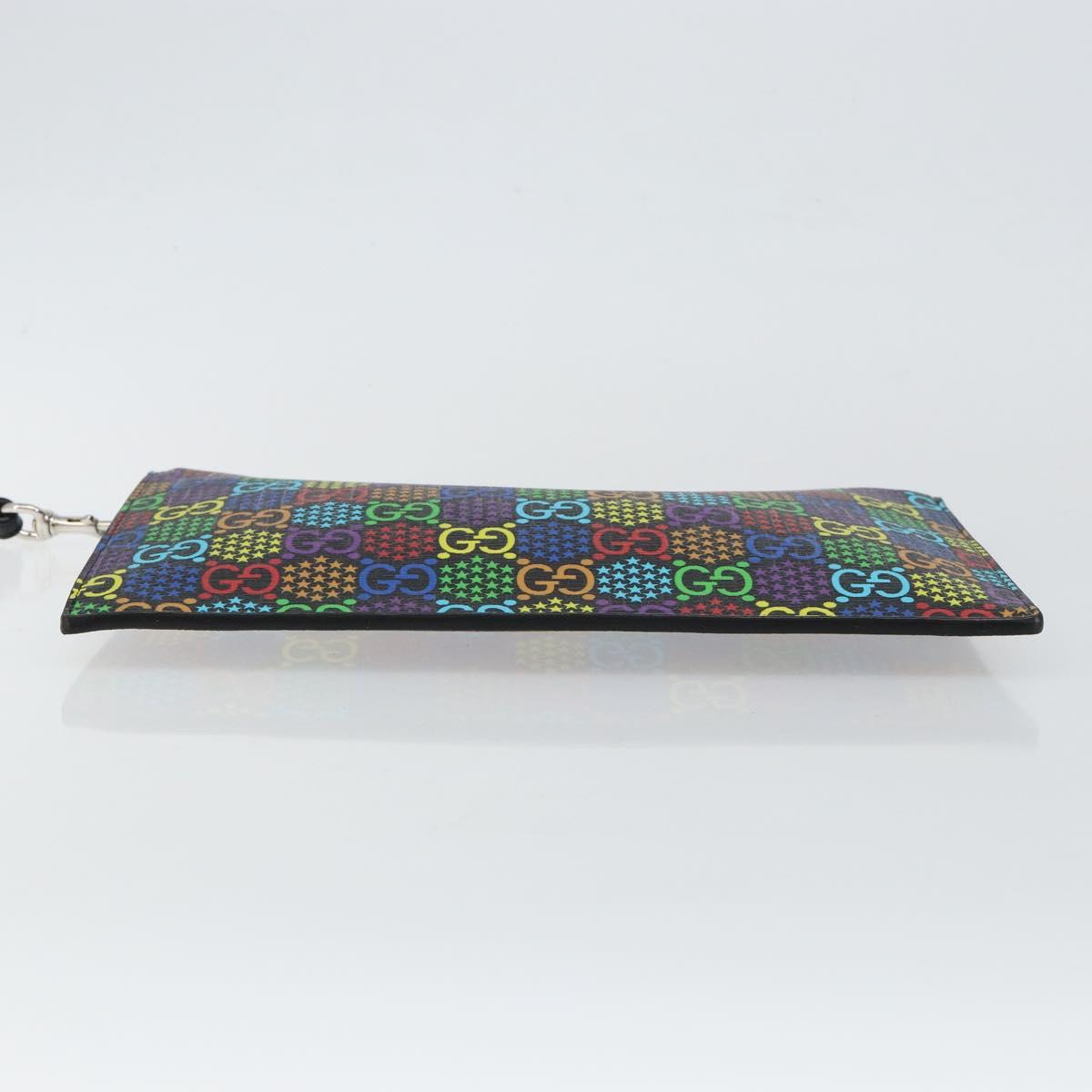 GUCCI GG Psychedelic Clutch Bag PVC Multicolor Silver 601087 Auth 145251