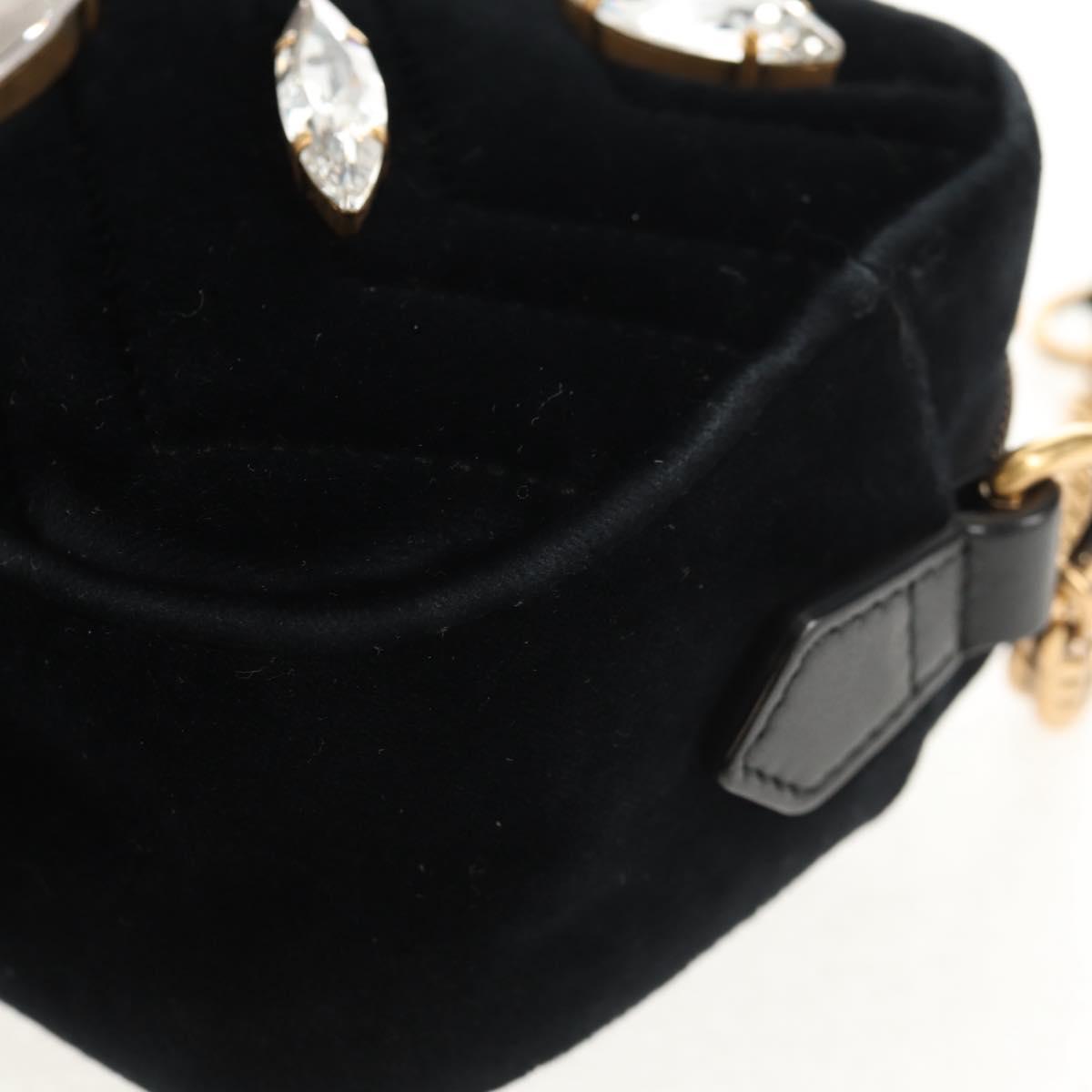 GUCCI GG Marmont Chain Shoulder Bag Velor Black Gold 448065 Auth 145252M
