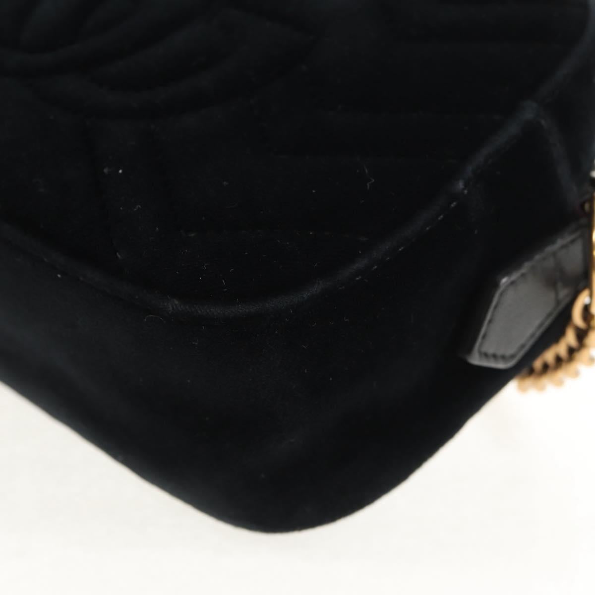 GUCCI GG Marmont Chain Shoulder Bag Velor Black Gold 448065 Auth 145252M