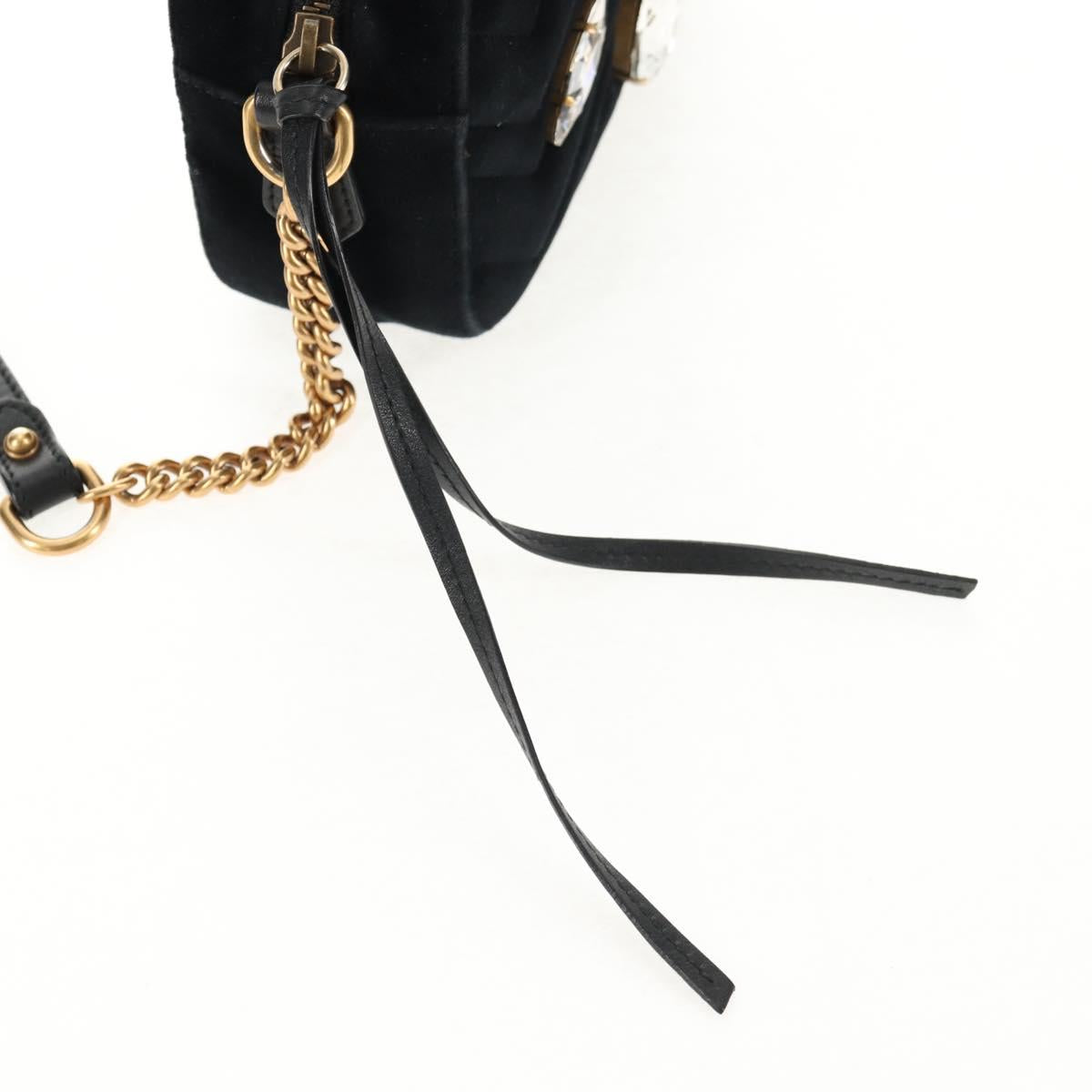 GUCCI GG Marmont Chain Shoulder Bag Velor Black Gold 448065 Auth 145252M