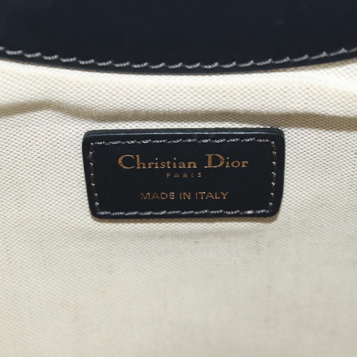 Christian Dior Trotter Canvas Oblique Clutch Bag Navy Gold Auth 145258A